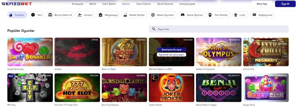 Genzobet Casino Oyunları